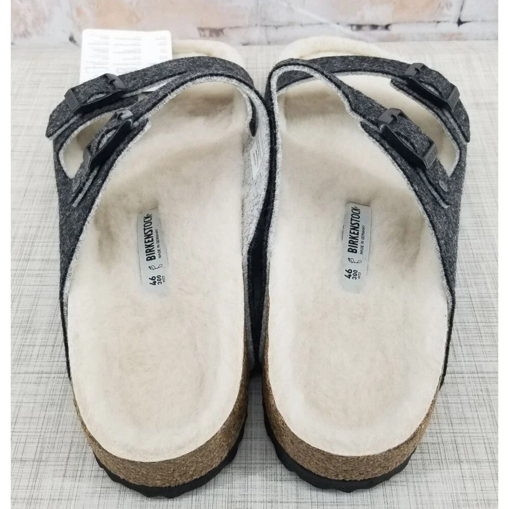 NWT Birkenstock Arizona Rivet Wool Felt Sandals Doubleface Gray Men's 13 EU 46